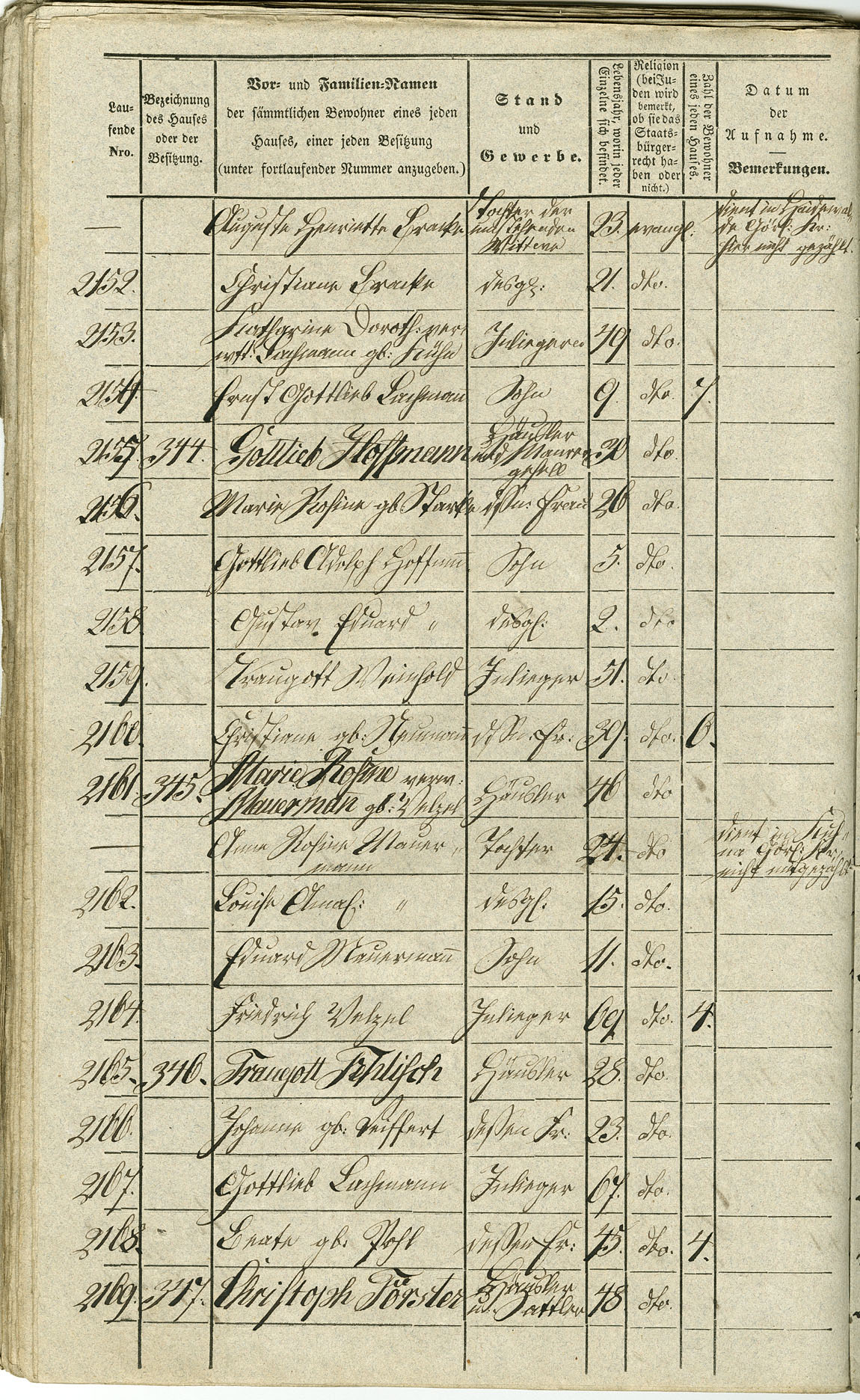 Waldau Einwohnerverzeichnis 1843 Seite 120
