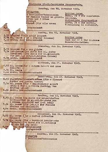 Frankenstein Gottesdienst 18.11.1945