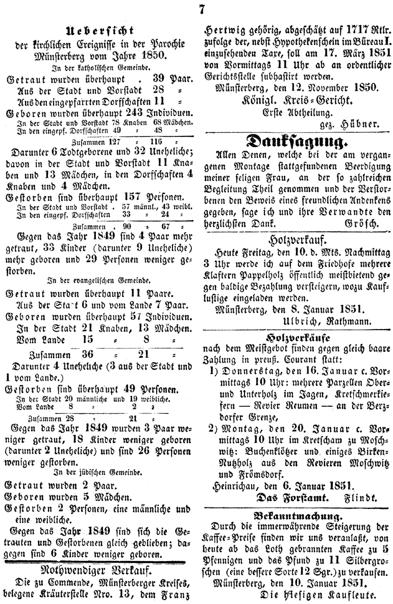 Münsterberg Stadtblatt 1851 2c