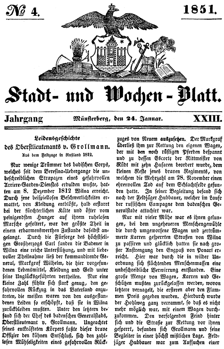 Münsterberg Wochenblatt 1851 4a