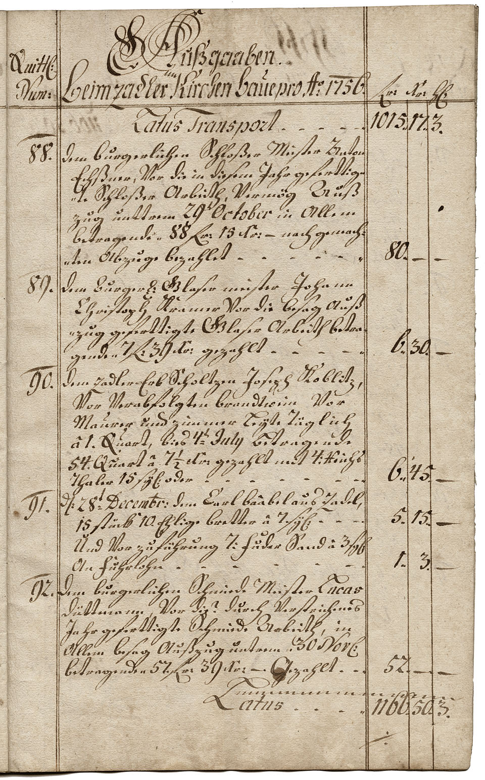 Zadel-Kirchenbaurechnungsbuch 1756 Seite 15